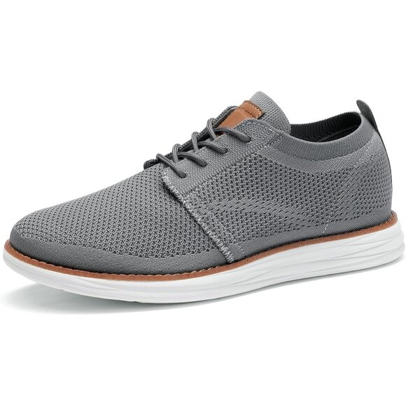 ⚡Bruno Marc Men Dark Grey Knit Flex Mesh Oxfords Lace-Up Lightweight Sneakers - Picture 1 of 7